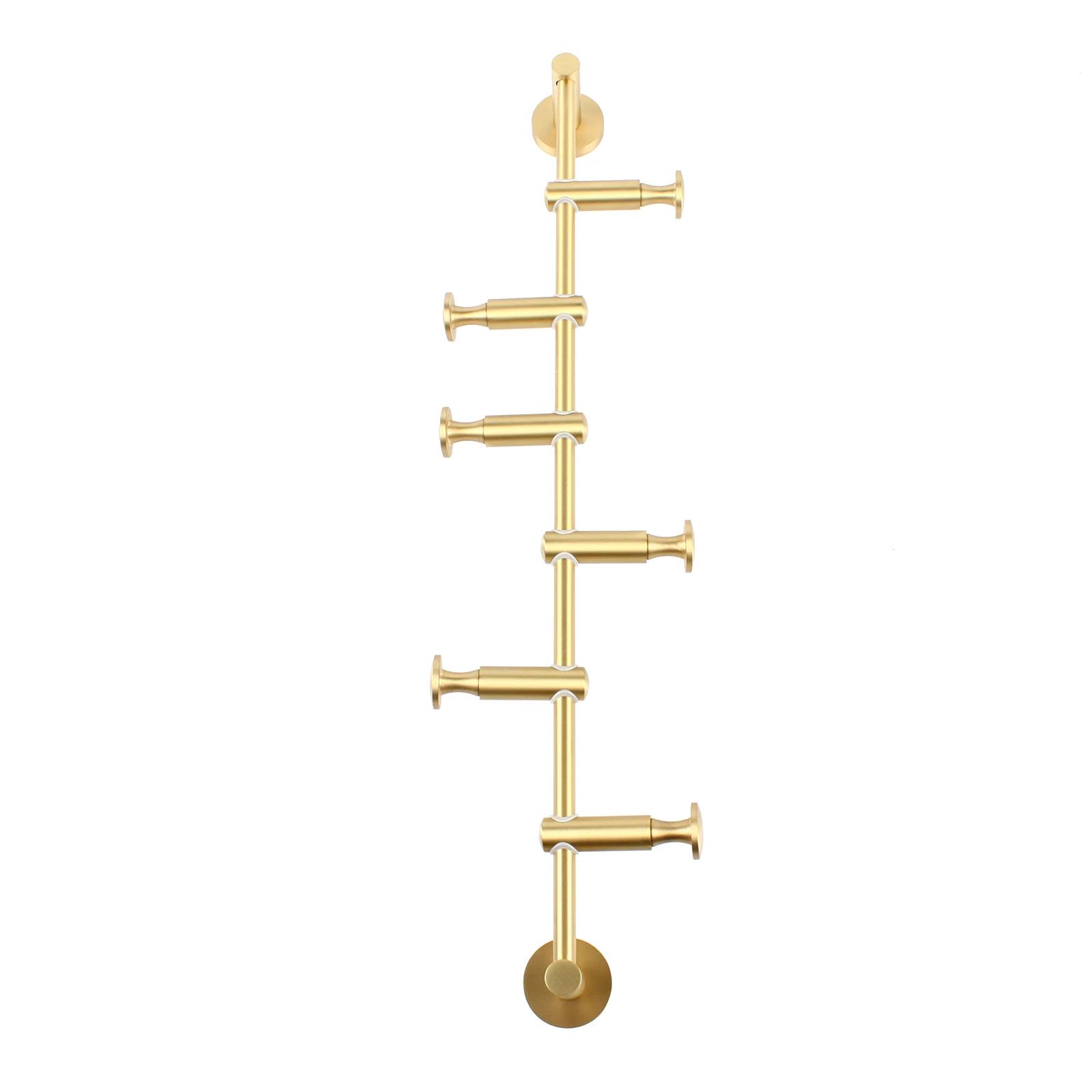 

Retro Coat Rack Wall Mounted Clothes Hat Rack with 6 Hooks Coat Hanger Max. 20kg for Hallways, Bedrooms золотой