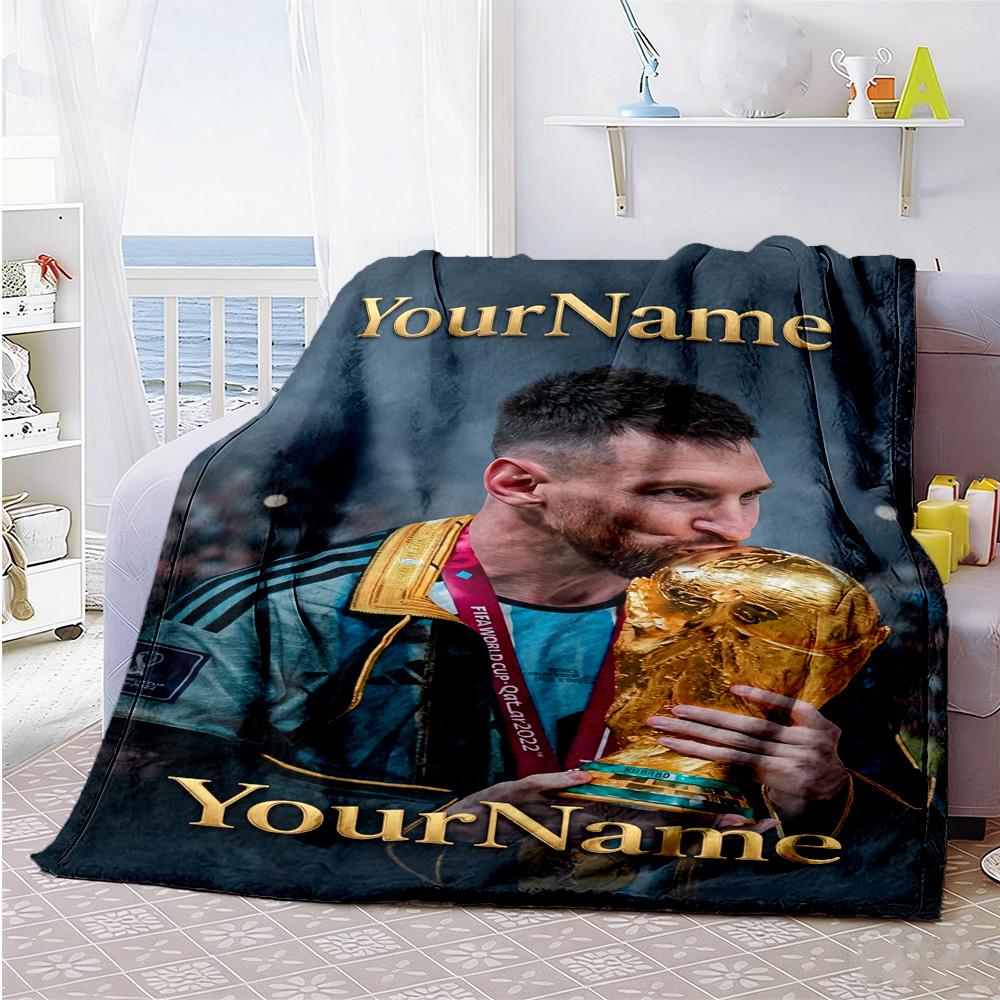 Messi 260 Customize Text Blanket Cozy Customizable Blanket Comfortable Suitable for Chair Bedding Office Picnics Four Seasons Universal
