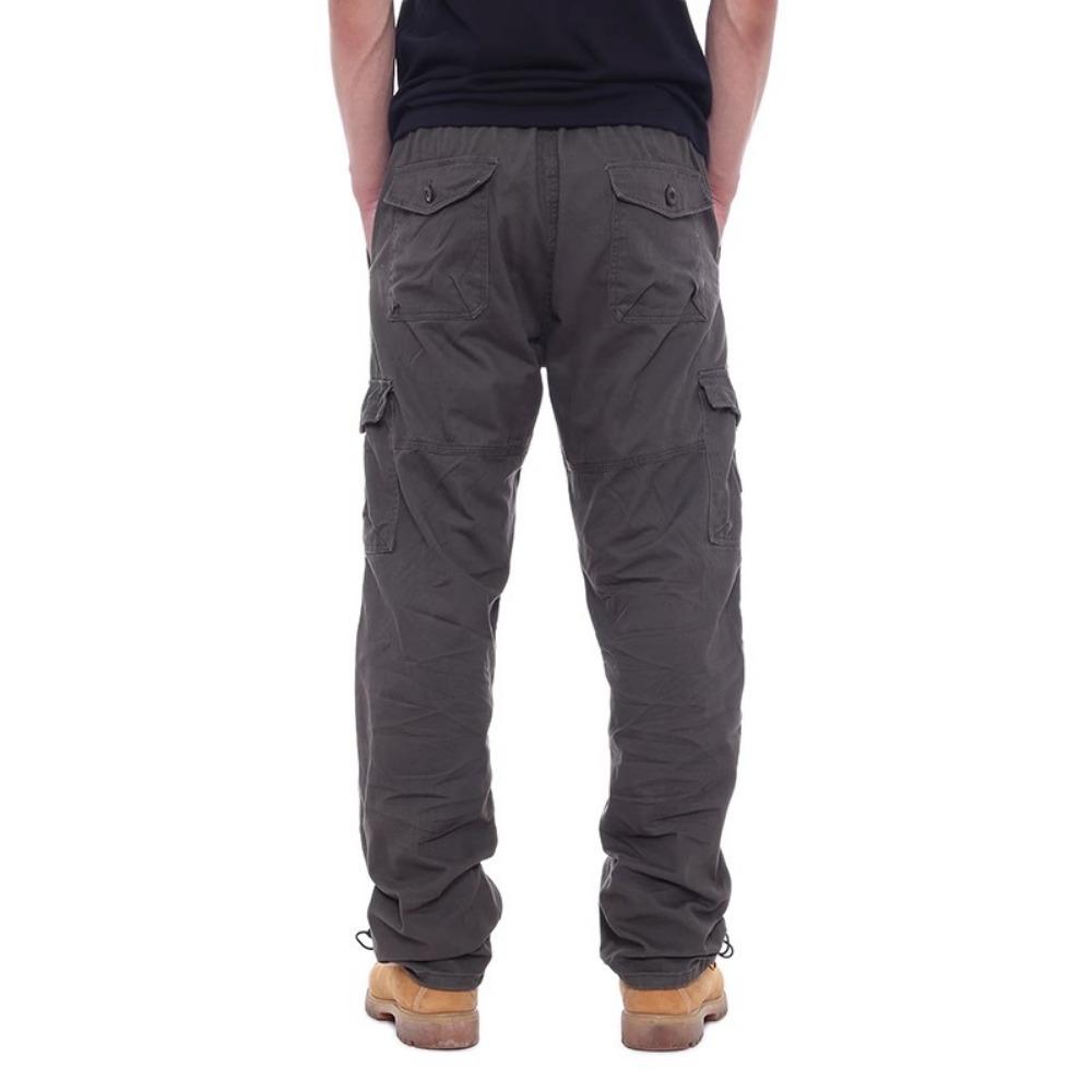 2025 Cargo Pants Men 100% Cotton Multiple Pockets Elastic Waist Casual Trousers Outdoor Hiking Climbing Mountains Men's Pants