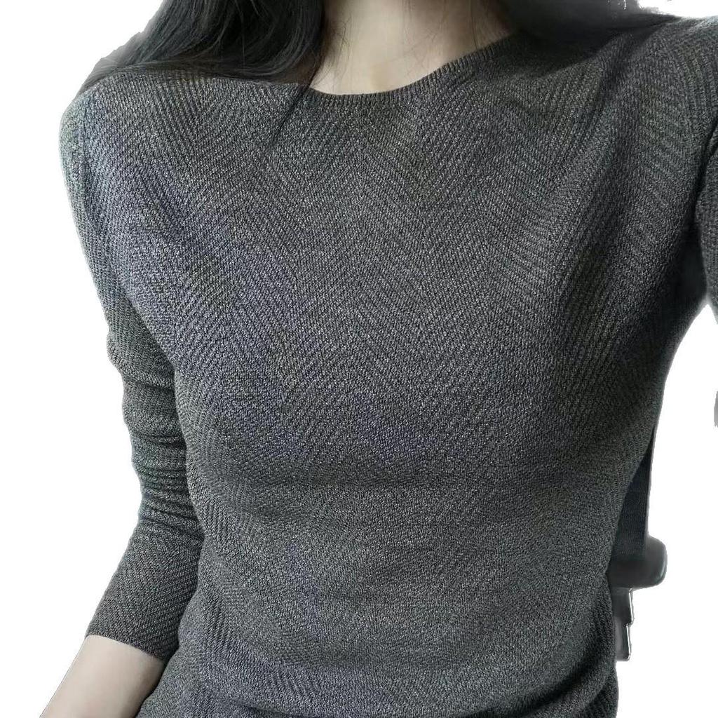 Elegantes Kaschmir-Strick-Base-Layer für Damen - Slim Fit Koreanischer Stil Langarm-Oberteil für den Herbst