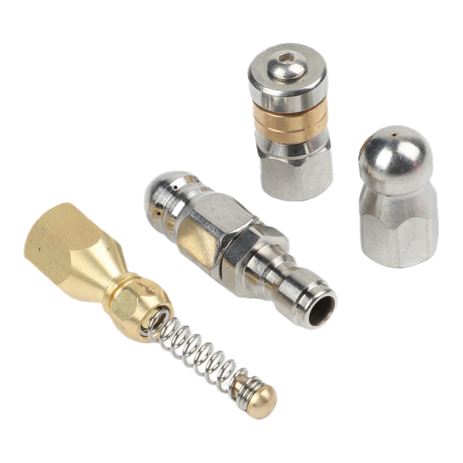 

Pipe Cleaning Nozzle Kit with 14 Inch Quick Connect Sewer Jetting Nozzles Stainless Steel Includes Tape and Accessories China Mainland