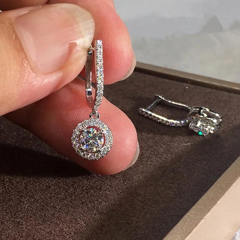 Engagement Mid Length Pendant Earrings Jewelry Elegant Shiny Mosan Diamond Beautiful Gift Milan Girl Fashion Accessories