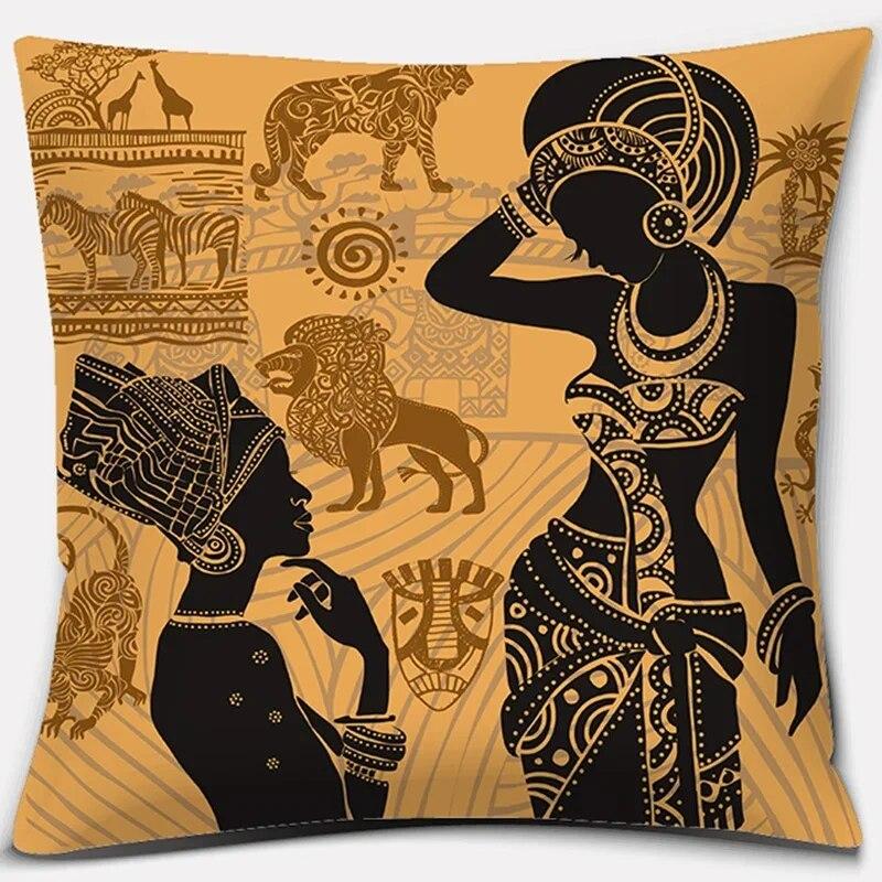 Home Decor Pillowcase Ethnic African Women Polyester  Car Sofa Cushion Cover   45x45cm