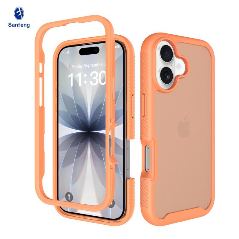 

Suitable 17 Phone Case Material Skin Feeling Three-proof 16promax Protective Cover Light Luxury High-end iphone 15-14 Plus помаранчевий