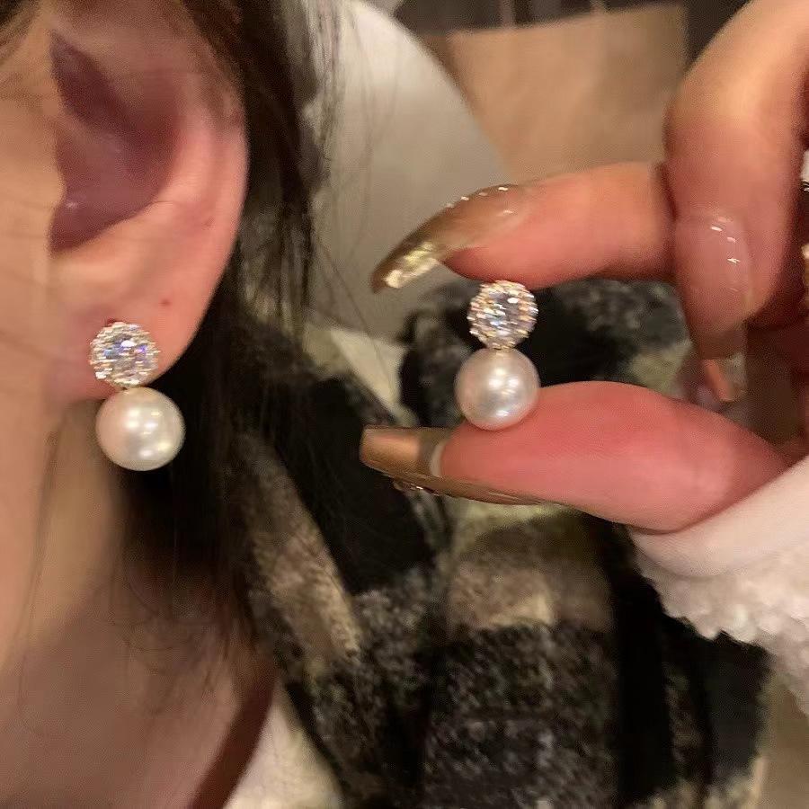 925 Silver Needle High-End Bow Pearl Stud Earrings