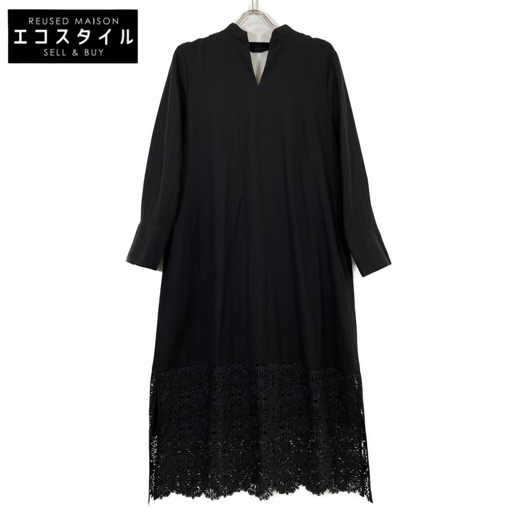 Adore 531-2140302 Black Weather Washer Lace Hem One Piece Dress 36 blackUsed