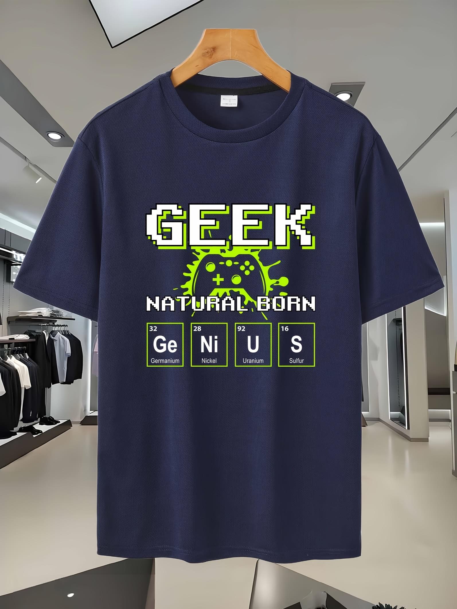 

Geek Culture Graphic T-shirt - Science Periodic Table Design with Natural Born Genius Print XXXXL