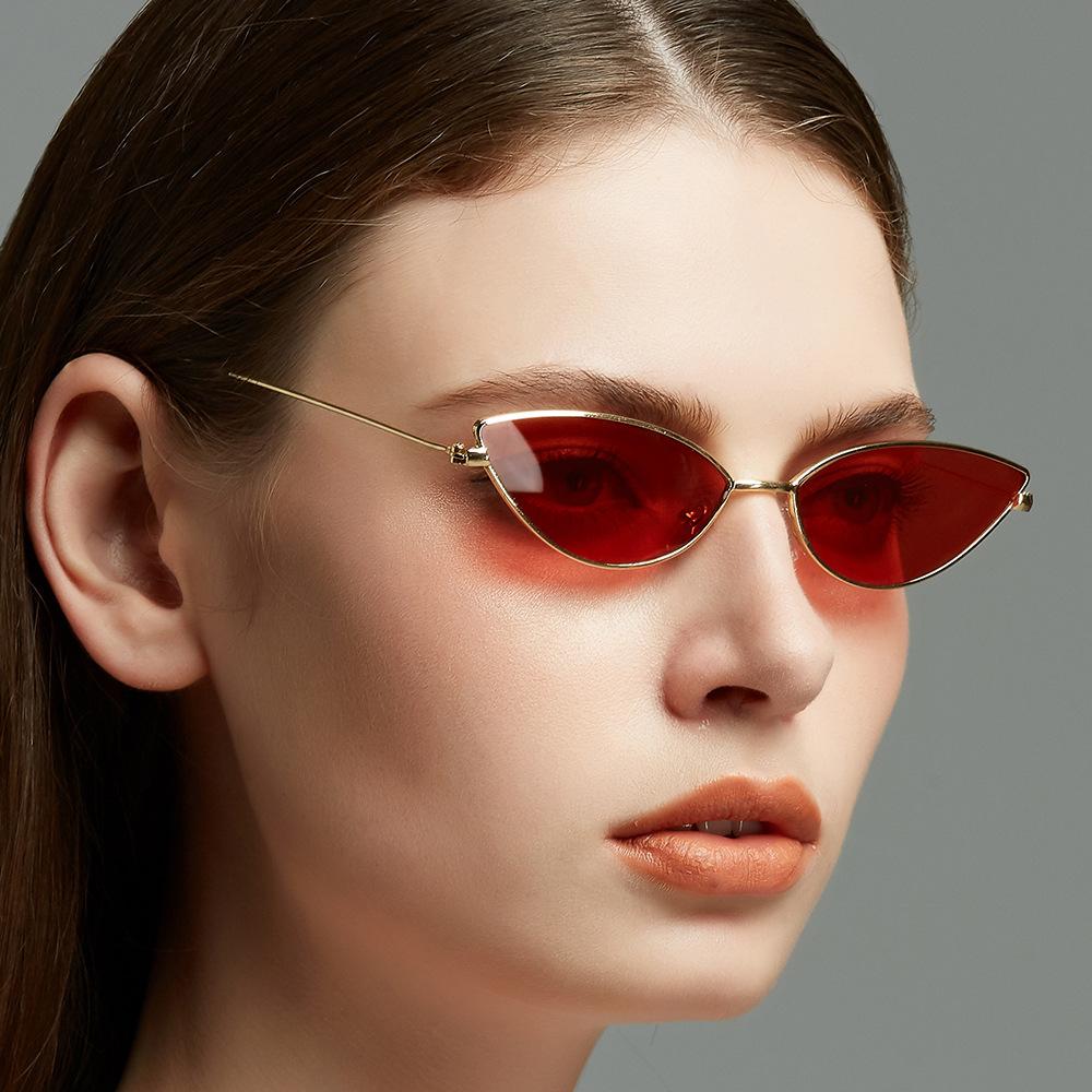 Metal Small Frame Vintage Cat Eye Sunglasses Women For Men Popular Luxury Brand Designer Sun Glasses Punk Hip Hop Eyewear Uv400