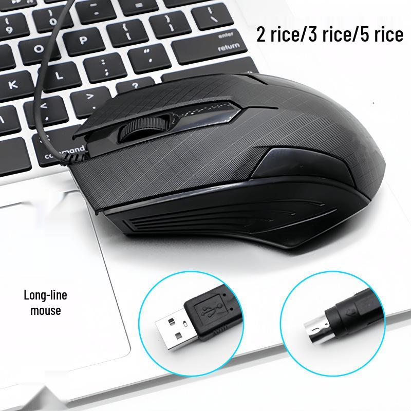 Extra-Long USB Wired Mouse - 2m, 3m, or 5m Cable for Desktop/TV Use