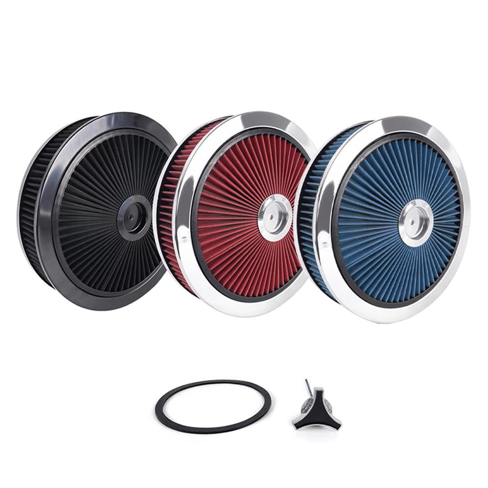 RASTP-14" x 3" Round Super Flow Thru Air Cleaner Filter Washable For 5-1/8 Carb Neck OFI149