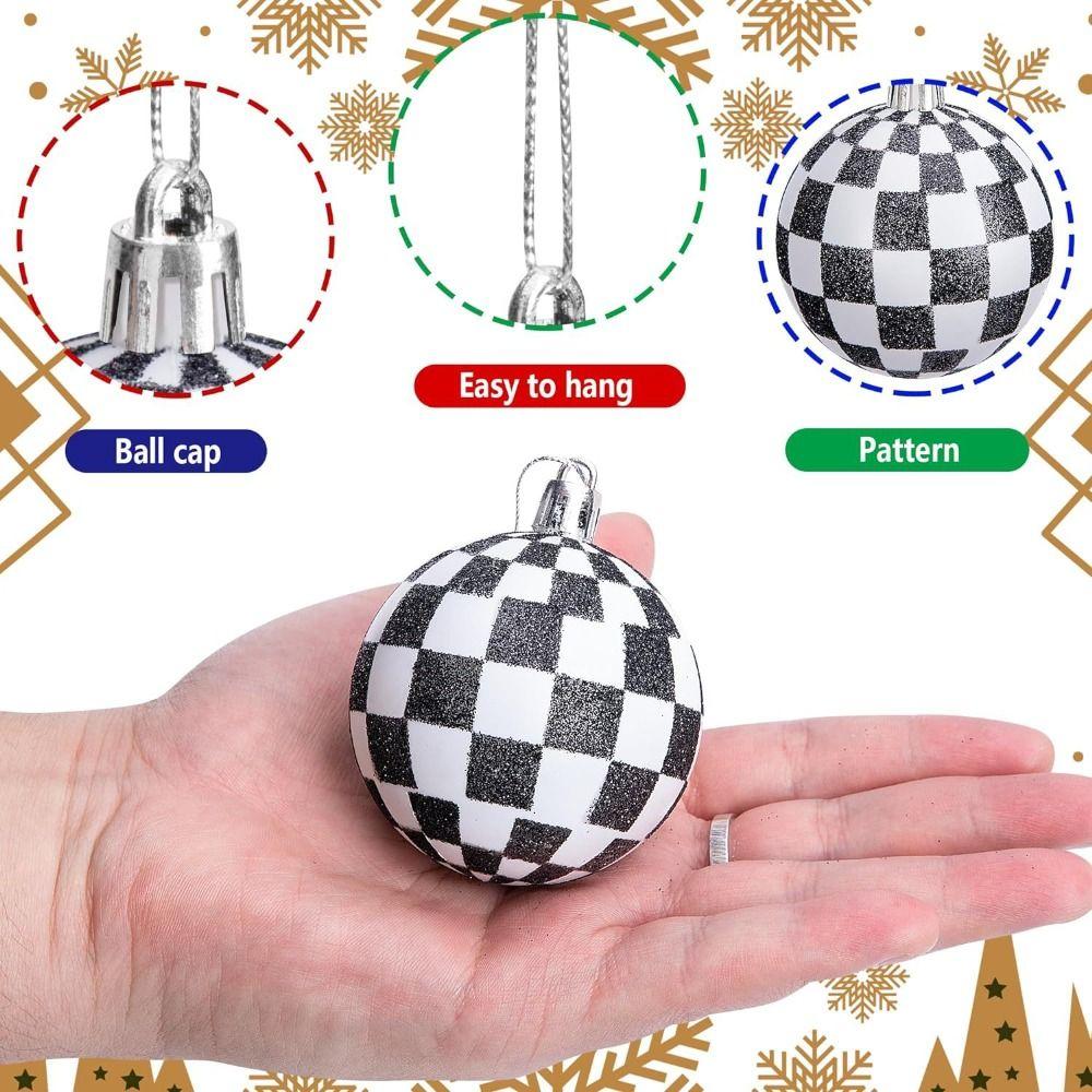 12pcs 6cm Xmas Tree Balls with Bow Christmas  Baubles Decorations Lattice Christmas Ball  New Year