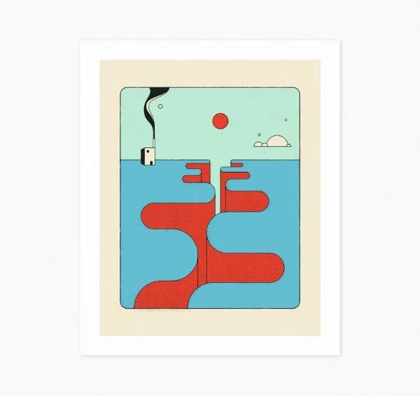 Minimalist Abstract Painting Poster Sunset Illustration Science Fiction Canvas Printing Home Room Wall Decor Frameless Painting