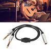 1.6ft 6.35mm Female To 2 Male Cable Plug and Play Speaker Y Extension Cable  Microphone Use