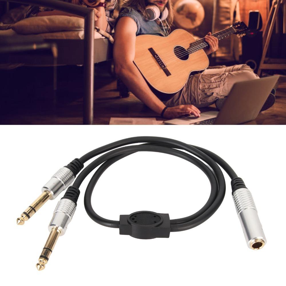1.6ft 6.35mm Female To 2 Male Cable Plug and Play Speaker Y Extension Cable  Microphone Use