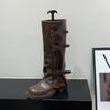 Thick-soled brown Maillard long knight boots women's boots 2025 new autumn and winter black locomotive medium boots