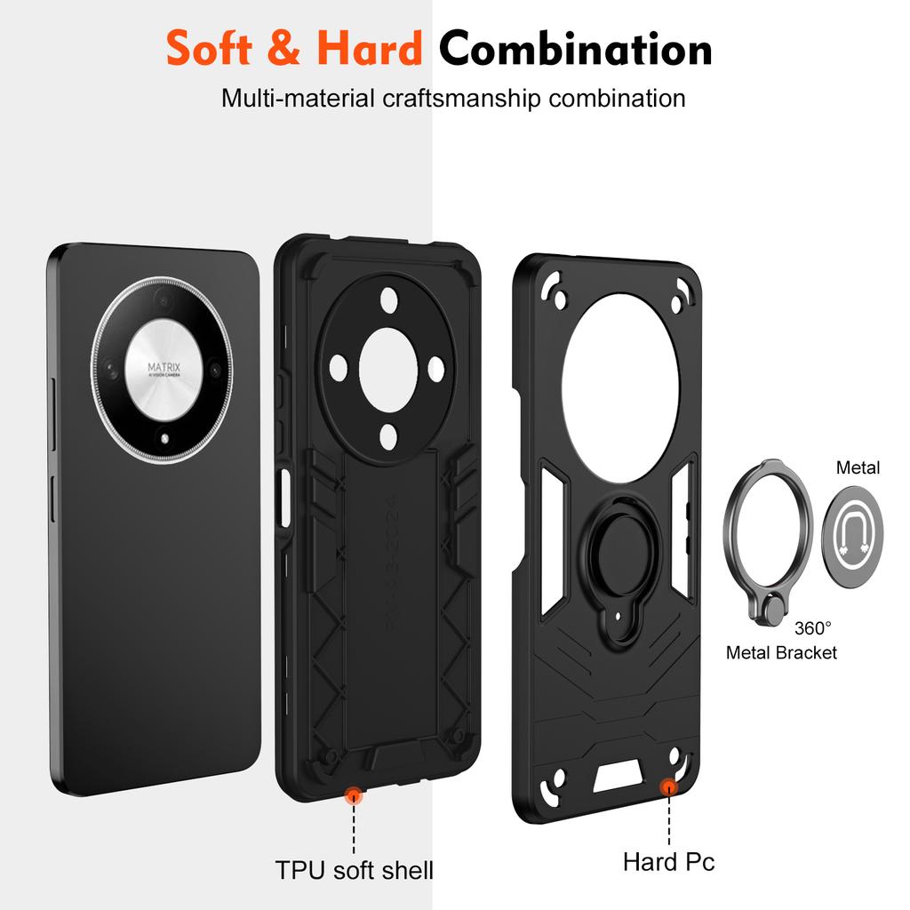 For Honor X9b 5G Case Ring Holder Kickstand PC+TPU Phone Cover