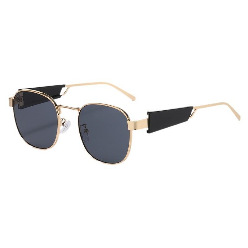 Wind metal oval frame fashion sunglasses light luxury retro advanced sense UV protection sunglasses
