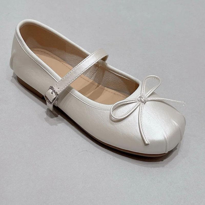 Schafslederversion~ innenliegende Höhenerhöhung flache Schleife Mary Jane Einzelschuhe 2025 neues Temperament sanfte Ballerinas Damen