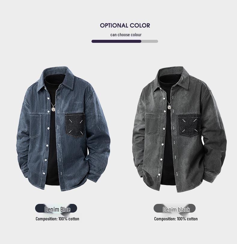 2025 Autumn Tie-Dye Denim Long-Sleeve Shirt Jacket