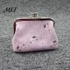 Versatile Small Wallet Floral Canvas Coin Purse, Women Change Purse with 2 Compartments, Kiss Lock Closure Pouch for Cash Coins Cards Durable