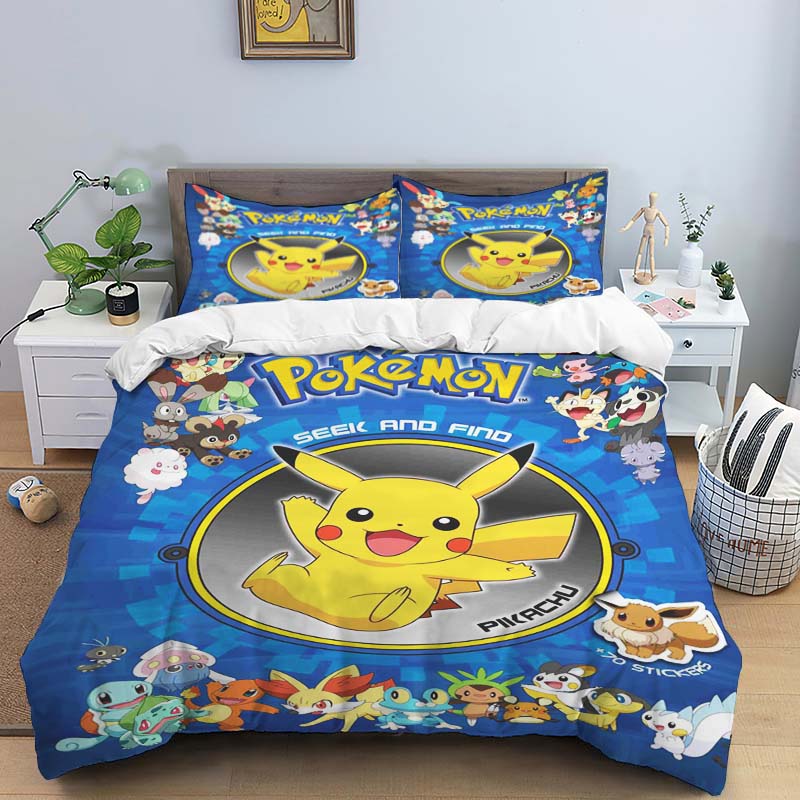 Pokémon Three-piece Bedding Set – Includes A Printed Duvet Cover and Pillowcases