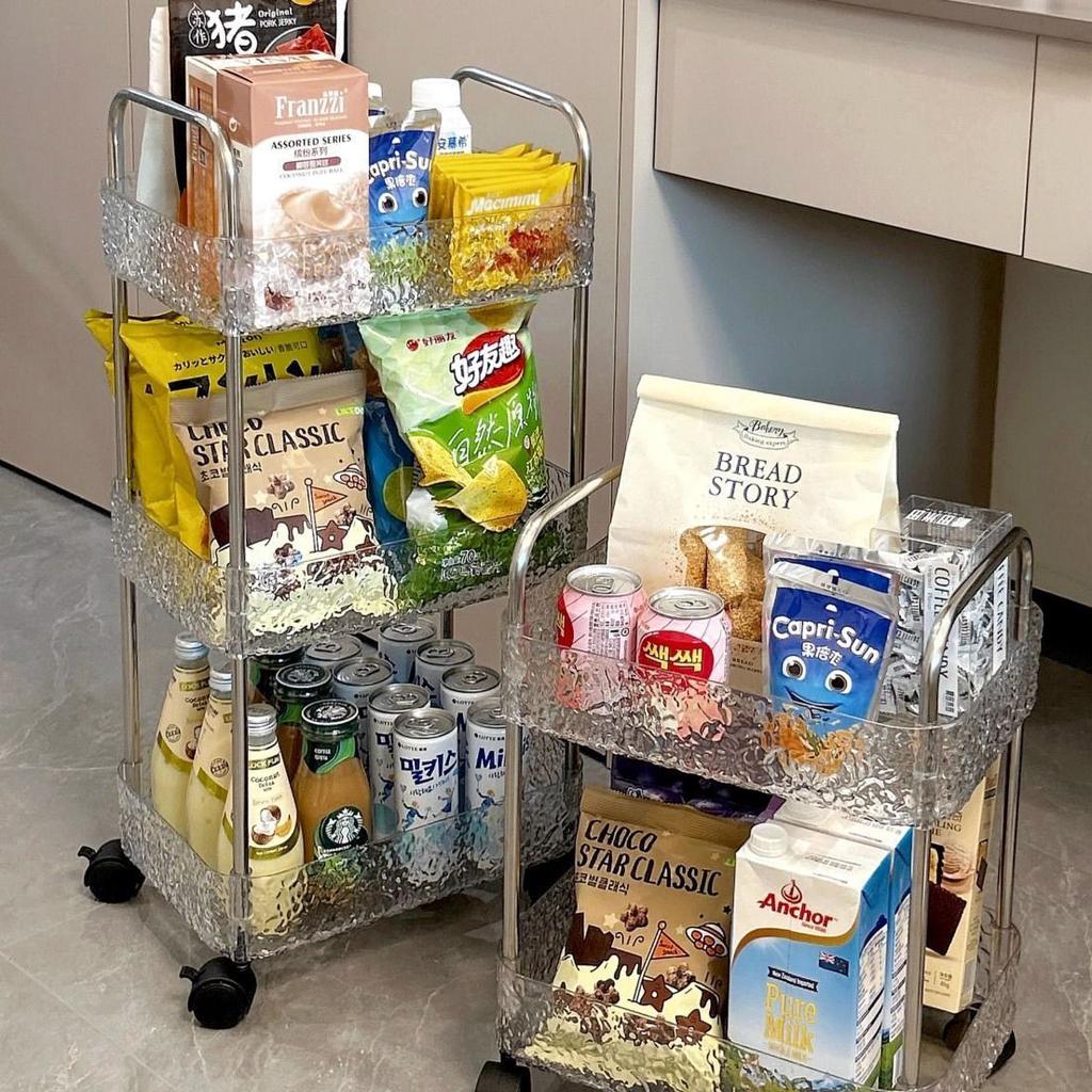 Acrylic Trolley, Bedside, Floor Standing Bathroom, Mobile Bathroom, Storage Rack, Multifunctional Multi-layer Snacks