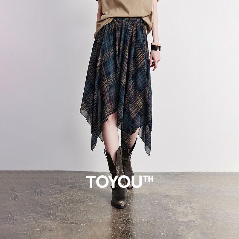 

Chuyu Women s Boho Plaid Chiffon Maxi Skirt S