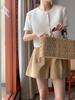 Korean Chic Puff Sleeve Short Jacket for Women - Loose, Versatile, Summer Style with Round Neck & Single-Breasted Design