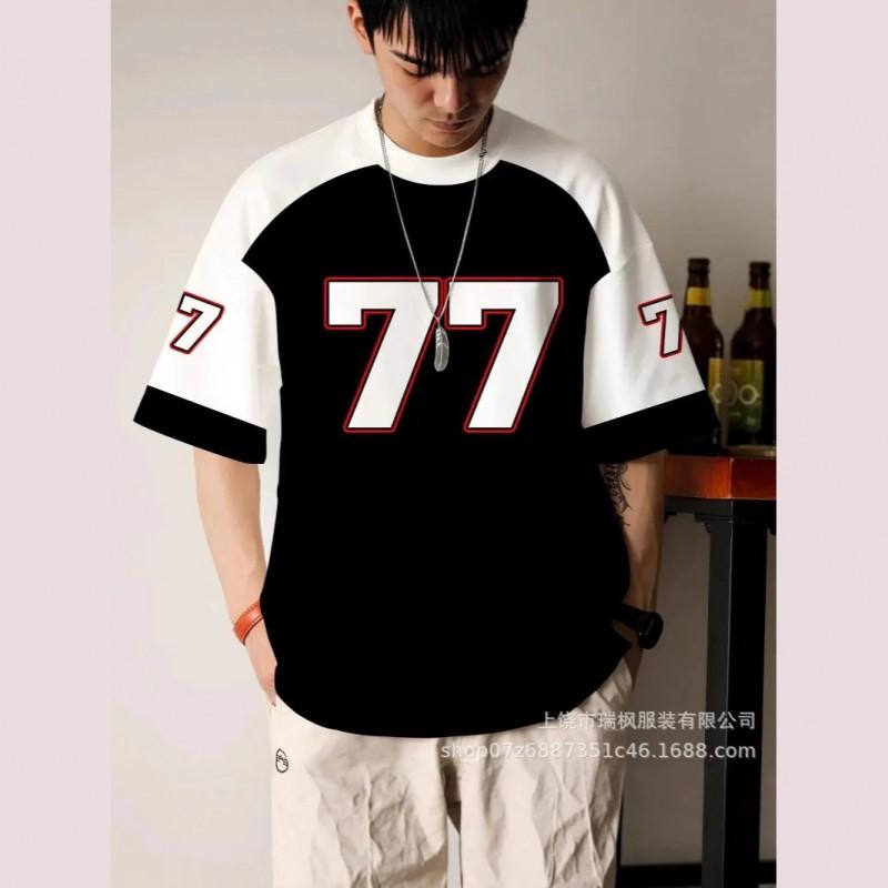 Mens Oversized Streetwear Hip Hop Graphic Tee - Loose Fit Cotton Short Sleeve T-Shirt Fall