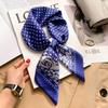 Blue and white temperament 71 small square scarf silk scarf women's new summer thin versatile fashion simple high-end scarf