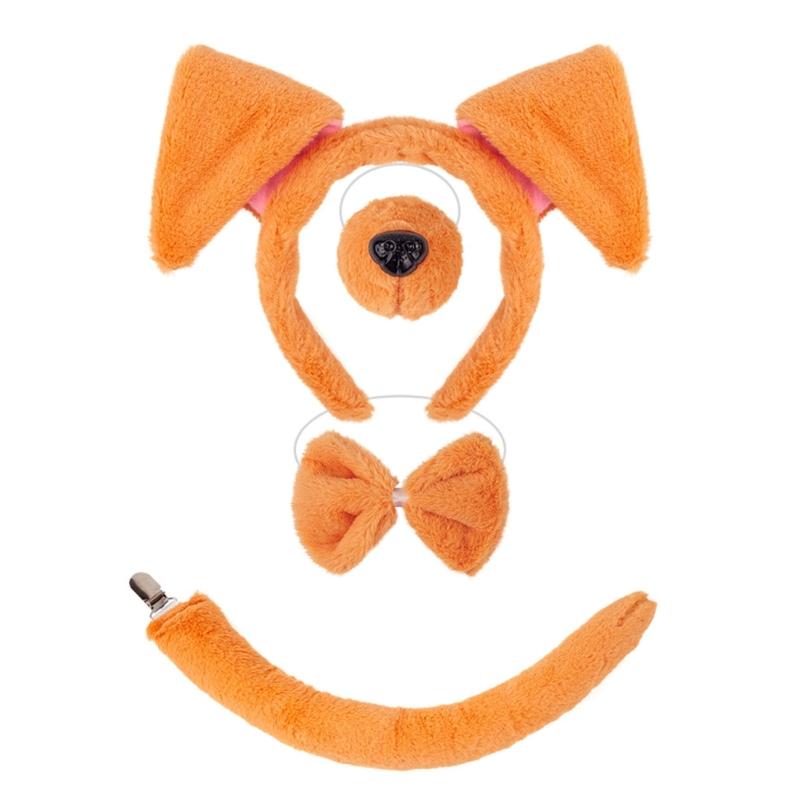 Dog Costumes for Kids Girls Halloween Animal Cosplay Accessories with Dog Ears Headband Tail Tutu Skirts Set