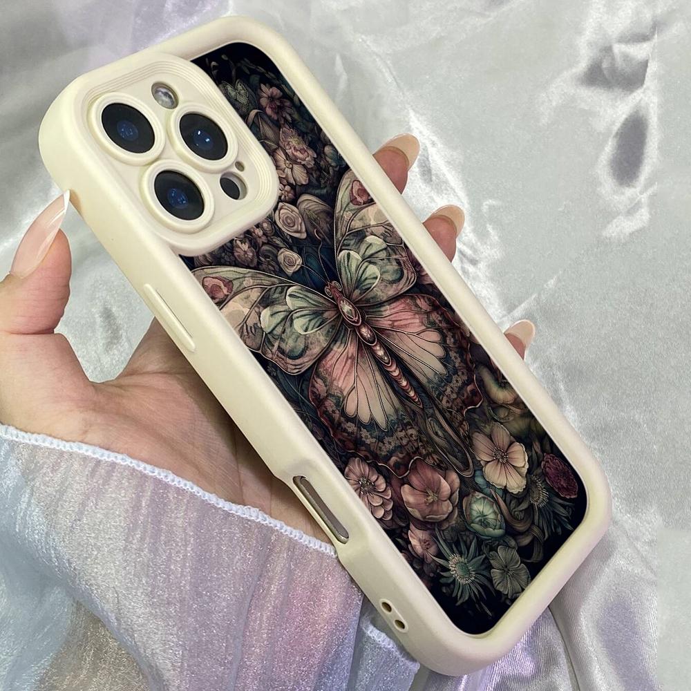 JT106 Butterfly and Flowers for iPhone 17 16 15 Pro Max Samsung S26 S25 S24 Ultra A17 A16 A07 A56 A06 A15 Xiaomi 15T Redmi 15c 14C 13C Soft TPU Case