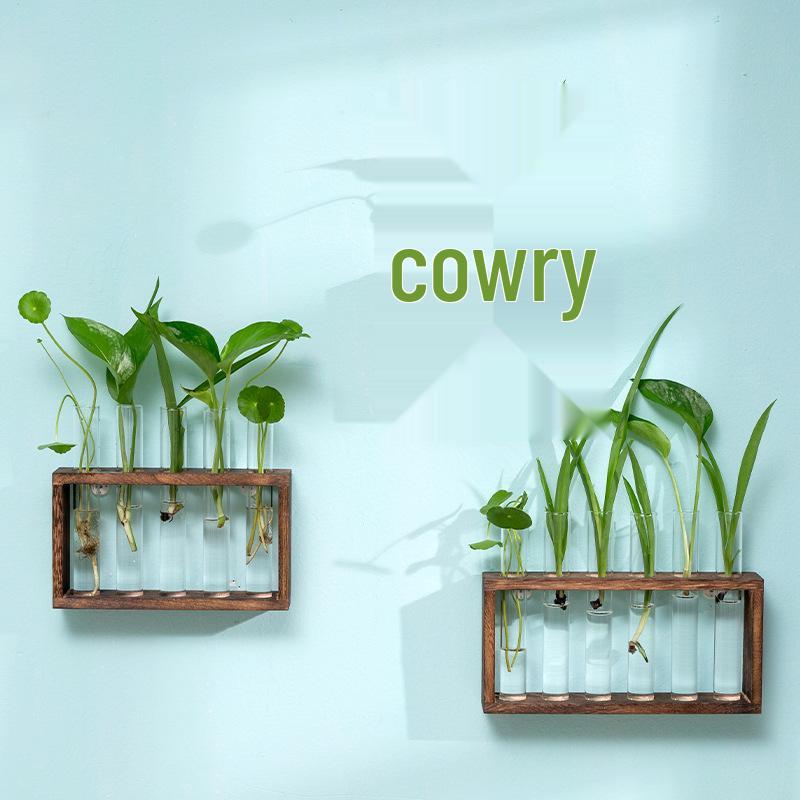 Creative Wooden Hydroponic Shelf Vase: Hanging Glass Ornament for Plant Decoration