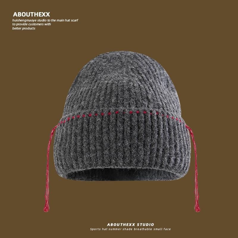 

Autumn and Winter Warm Hats for Women Simple Tassel Knitted Hats Outdoor Windproof Cycling Hoods Woolen Cold Hats for Men M（56-58cm）