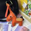 1 Piece Charm Leather Animal Keyfob Cute  Women Men'S Cartoon Horse Keychain Car Keyring Bag Pendant Creative Small Gift