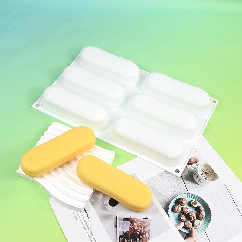 Oval Long Strip Mousse Cake Mold Silicone Pastry Mold For Sweets Cake Forms Tray Diy Homemade French Sweets Baking Mould