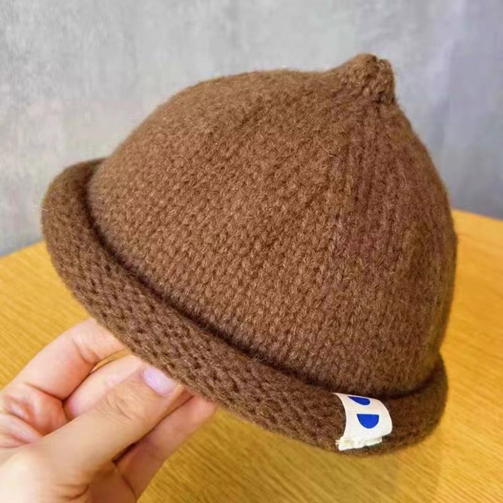 Knitted Autumn Winter Children's Cap Warm Brimless Hat Casual Melon Cap  for 1-5Y Baby