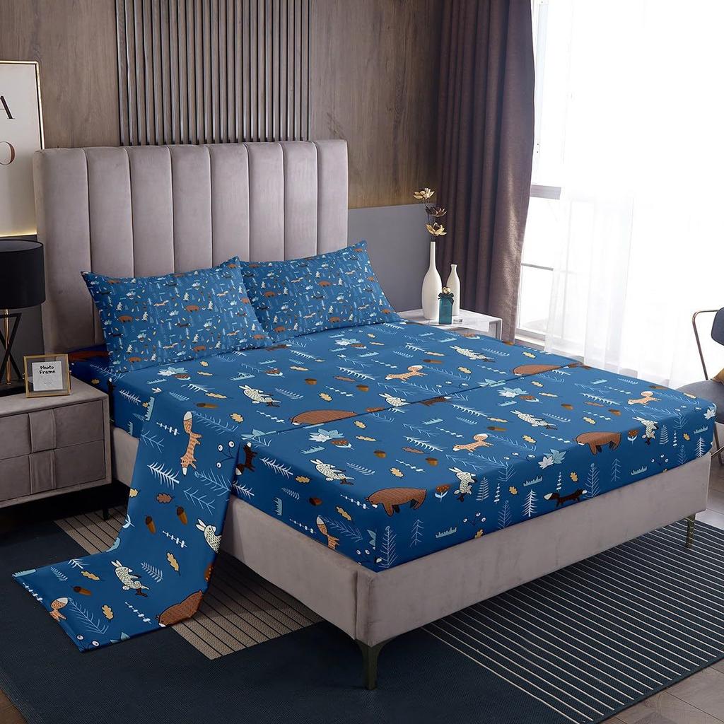 Wild Animal Pattern Mattress Four-Piece Bedding Set Bedroom Dormitory Bedding Decoration