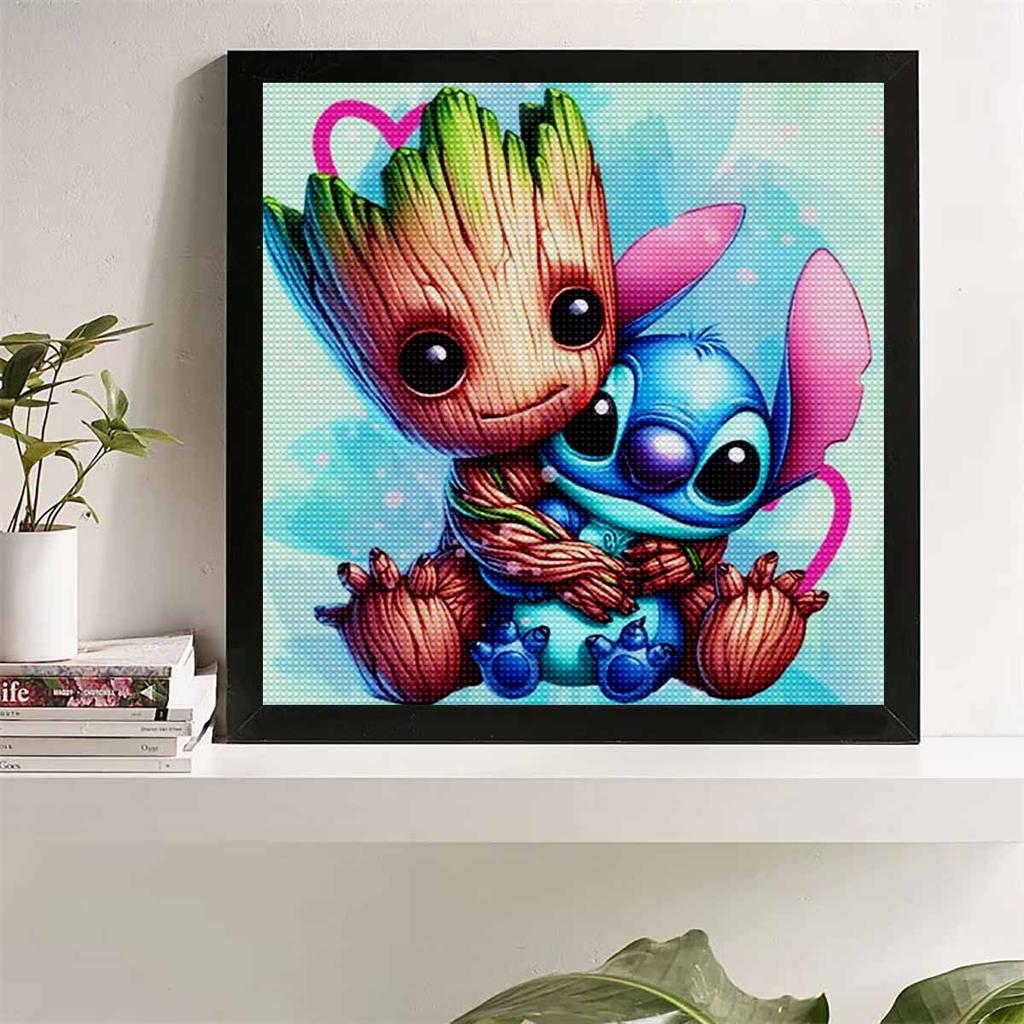 5D DIY Diamond Painting Decorative Groot and Stitch Full Round Drill Scenery Diamond Embroidery Cross Stitch Kits Home Decor Gift