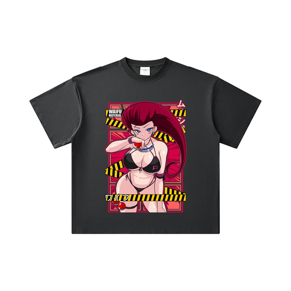 260 GSM Double Yarn 32 Count 100% Cotton Pokemon V14 Jessie Waifu Print Unisex Heavy Cotton T Shirt
