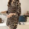 Women Spring Summer Loose Leopard Printing Long Sleeve Shirt