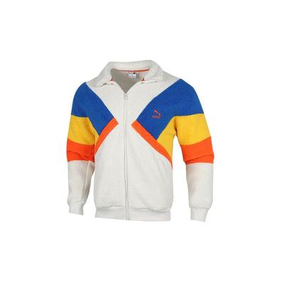 Retro Block Sherpa Fleece Casual Jacket Men Jacket Smoke-Grey 530808-05
