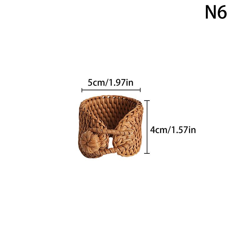 6 Type Woven Handmade Napkin Ring Woven Rustic Natural Napkin Ring Holder Table Decor Wooden Easter Rattan Napkin Ring Buckle