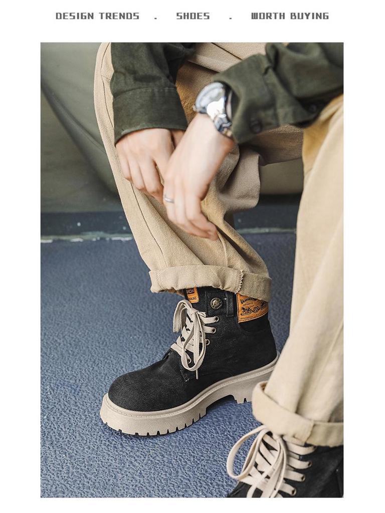 Ghete de gleznă western retro Martin din denim pentru bărbați - Toamna 2025, cu talpă groasă și respirabile (Z33)