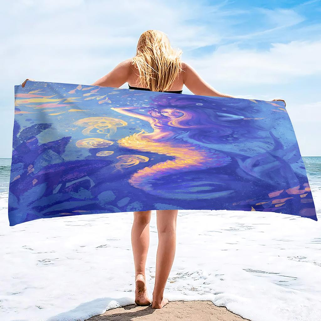 Beach Towels Mermaid Bath Towels Microfiber Pool Towel Shower Towel Beach Towels Quick Dry Pool Towels Gifts for Kids Girls