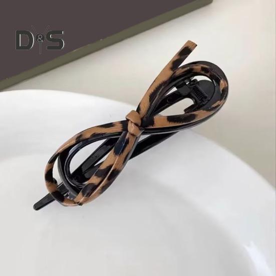 Women Hair Clip Faux Leather Twist Bowknot Decor Hair Pin Back Head Hair Barrette Headwear Hair Accessories