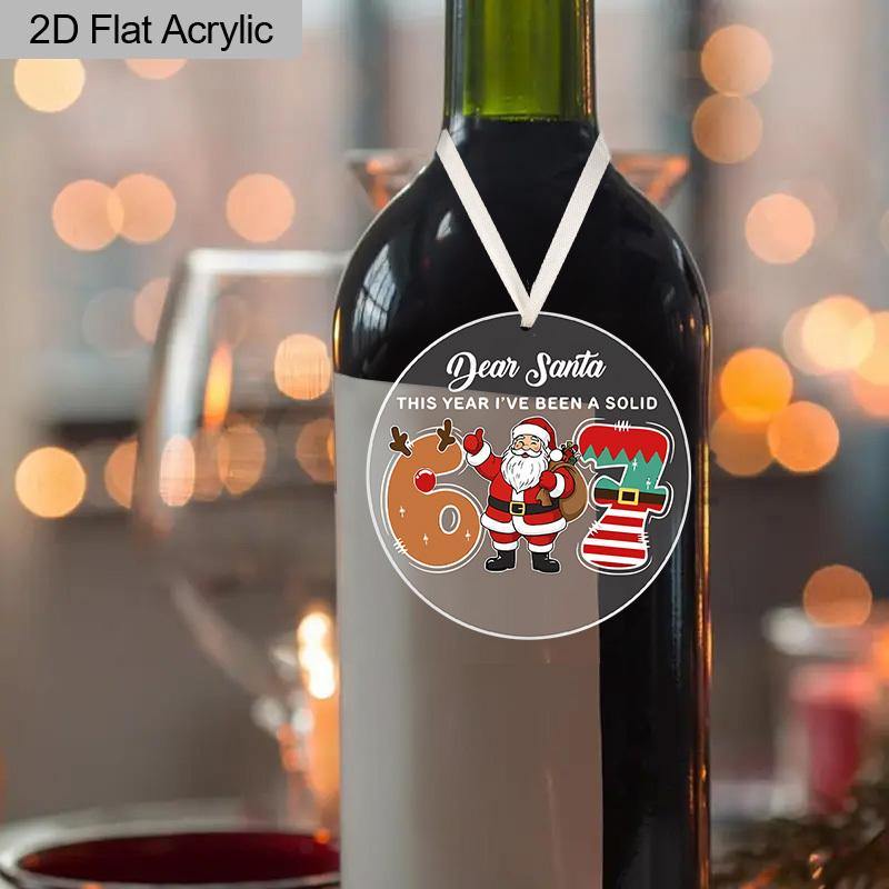 1pc '67' Santa Christmas Ornament, Santa Claus Acrylic Hanging Decor, Xmas Tree Ornament,Festive Party Decoration Keepsake