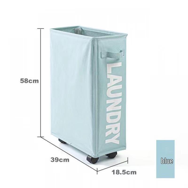 Japanese Home Oxford Cloth Laundry Basket with Wheels - Storage for Clothes, Dirty Laundry, and Yoga Mats.