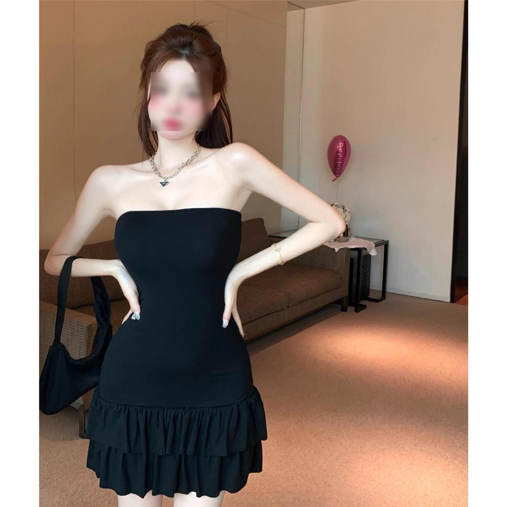 

Summer new sweet and spicy tube top dress for women S- (can be worn within 45kg) чорний