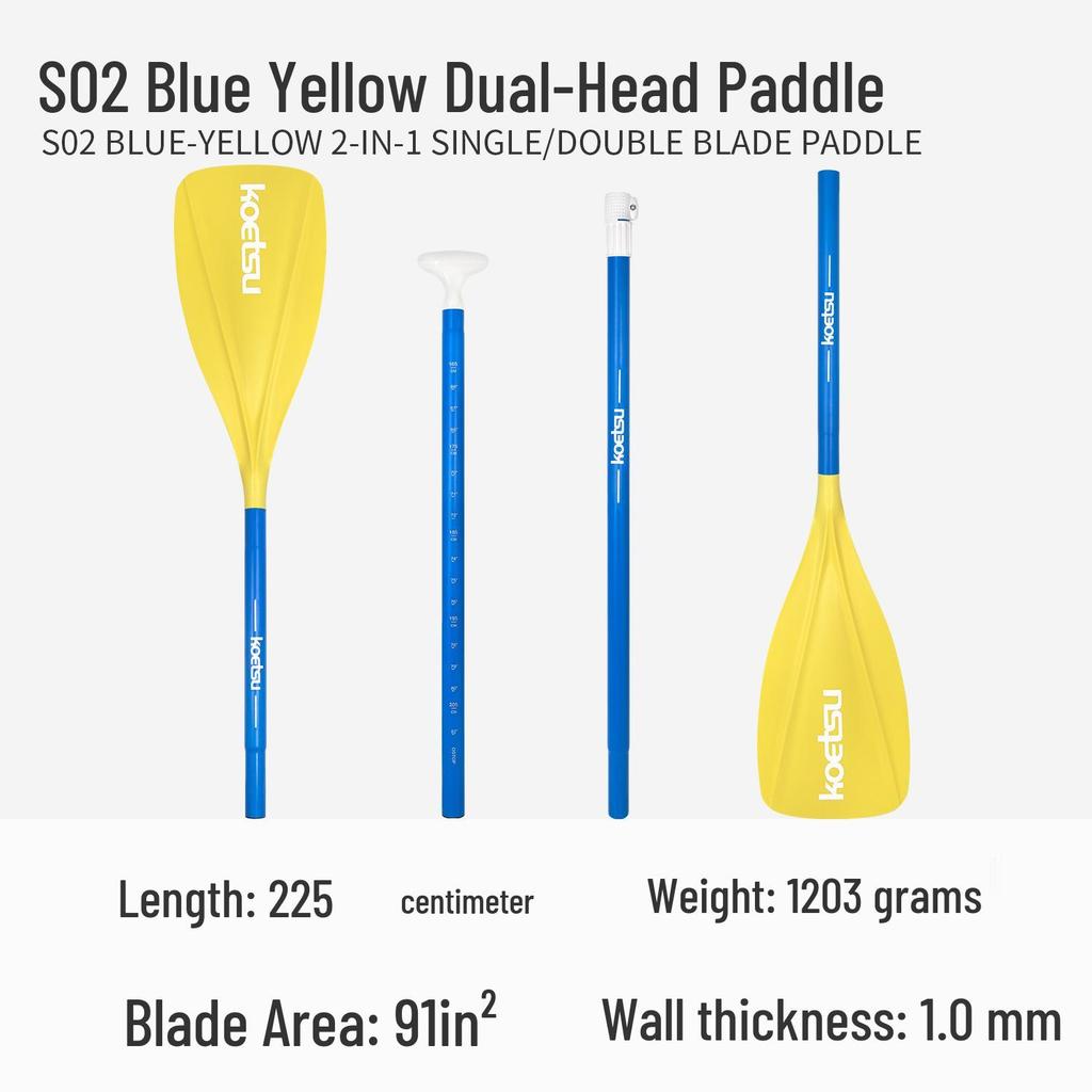 KOETSU Surf Paddleboard Dual-Use Aluminum Paddle: Single/Double Head Kayak & Paddleboard Paddle